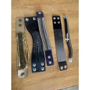 Snap On Bracelets Lot Of 5 Shiny Whimsigoth Punk Cuff Bracelets Metallic
